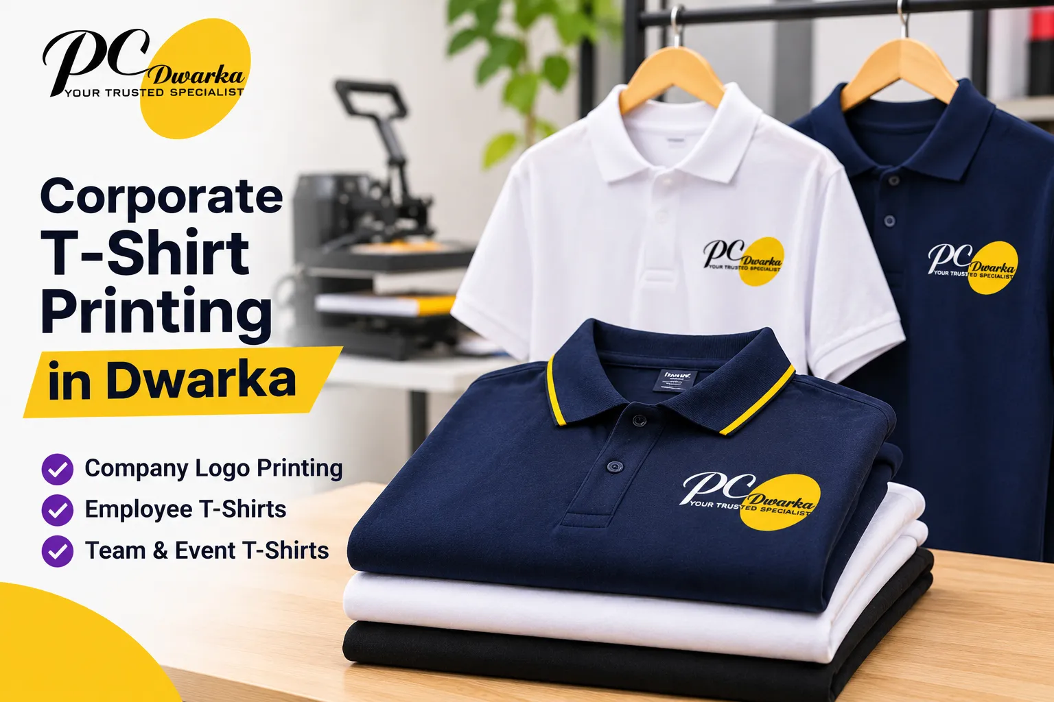 Corporate T-shirts printed with company logos