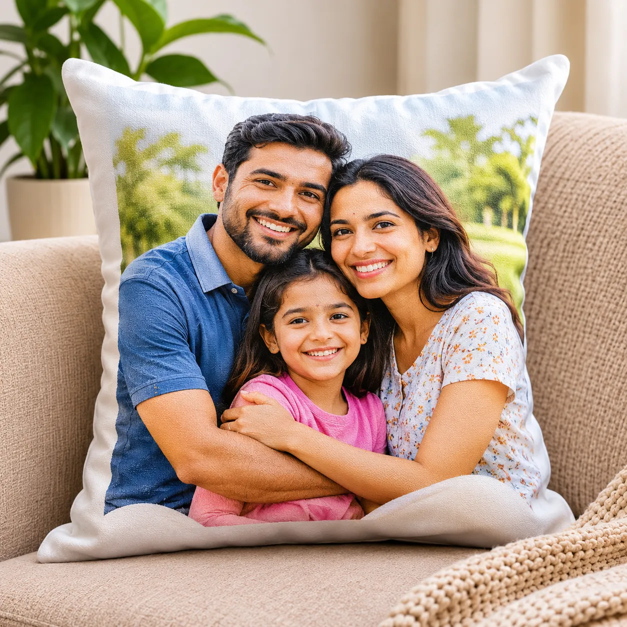 Custom photo cushion with personalised photograph at Print Centre Dwarka